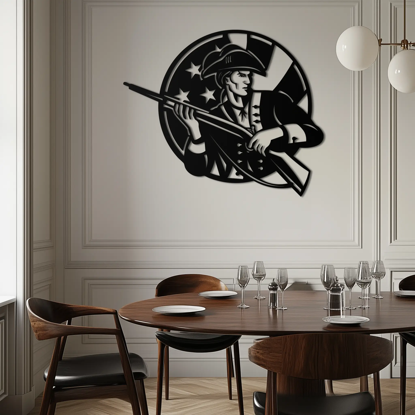 Patriotic Soldier Silhouette Metal Wall Art – Black Steel Military Home Decor- KAF508 by Enova Art