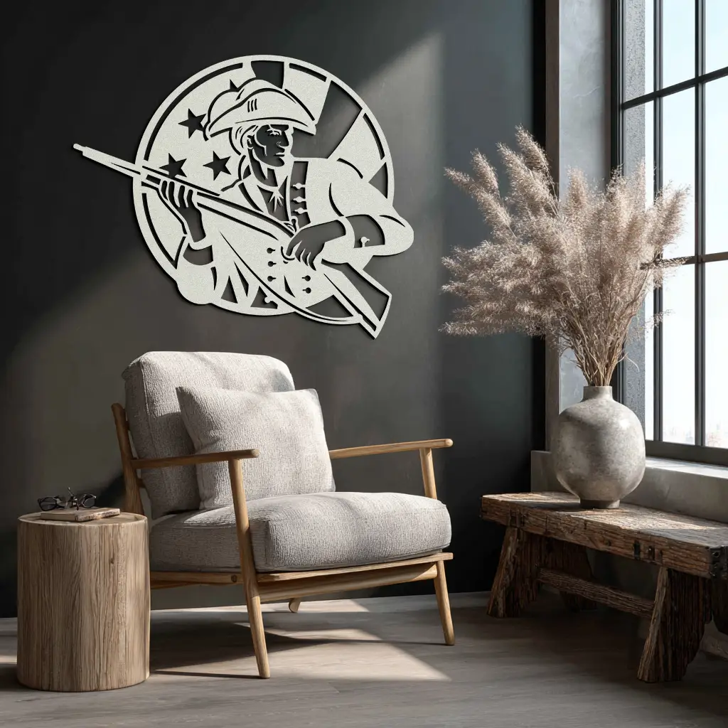 Patriotic Soldier Silhouette Metal Wall Art – Black Steel Military Home Decor- KAF508 by Enova Art