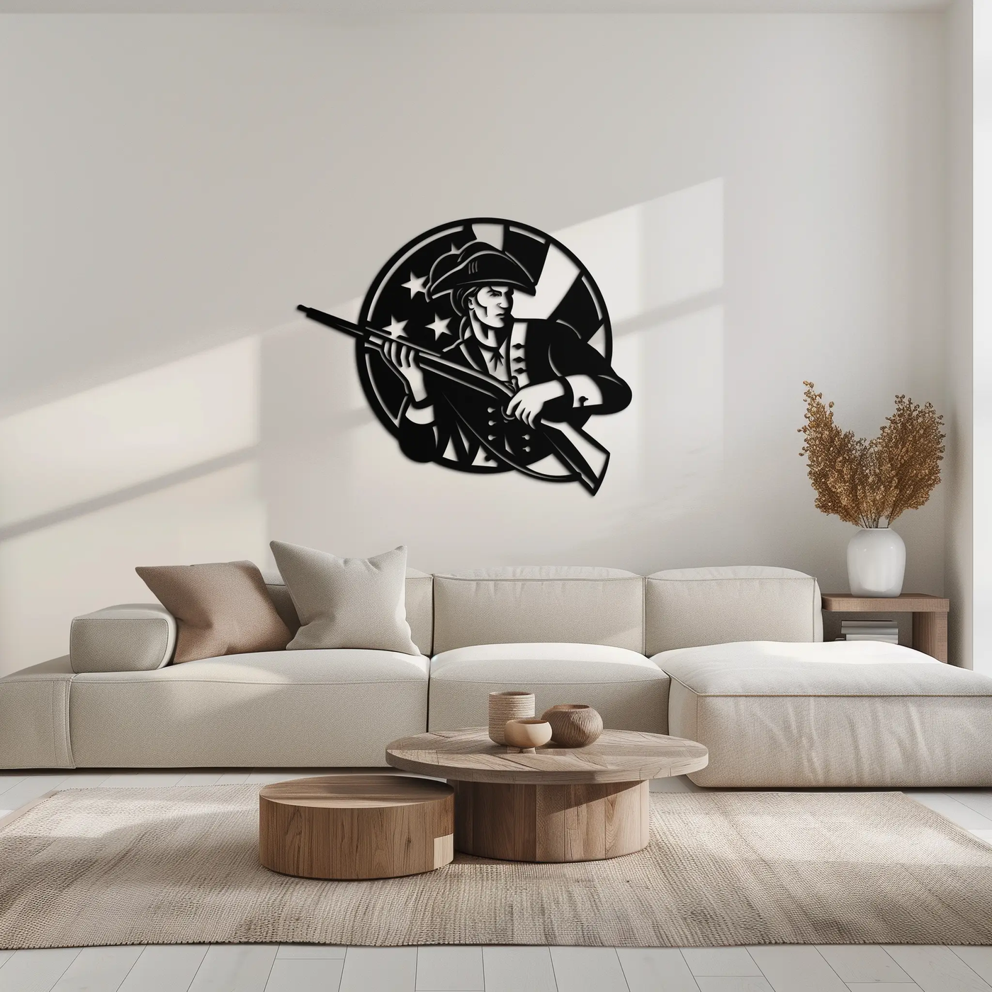 Patriotic Soldier Silhouette Metal Wall Art – Black Steel Military Home Decor- KAF508 by Enova Art
