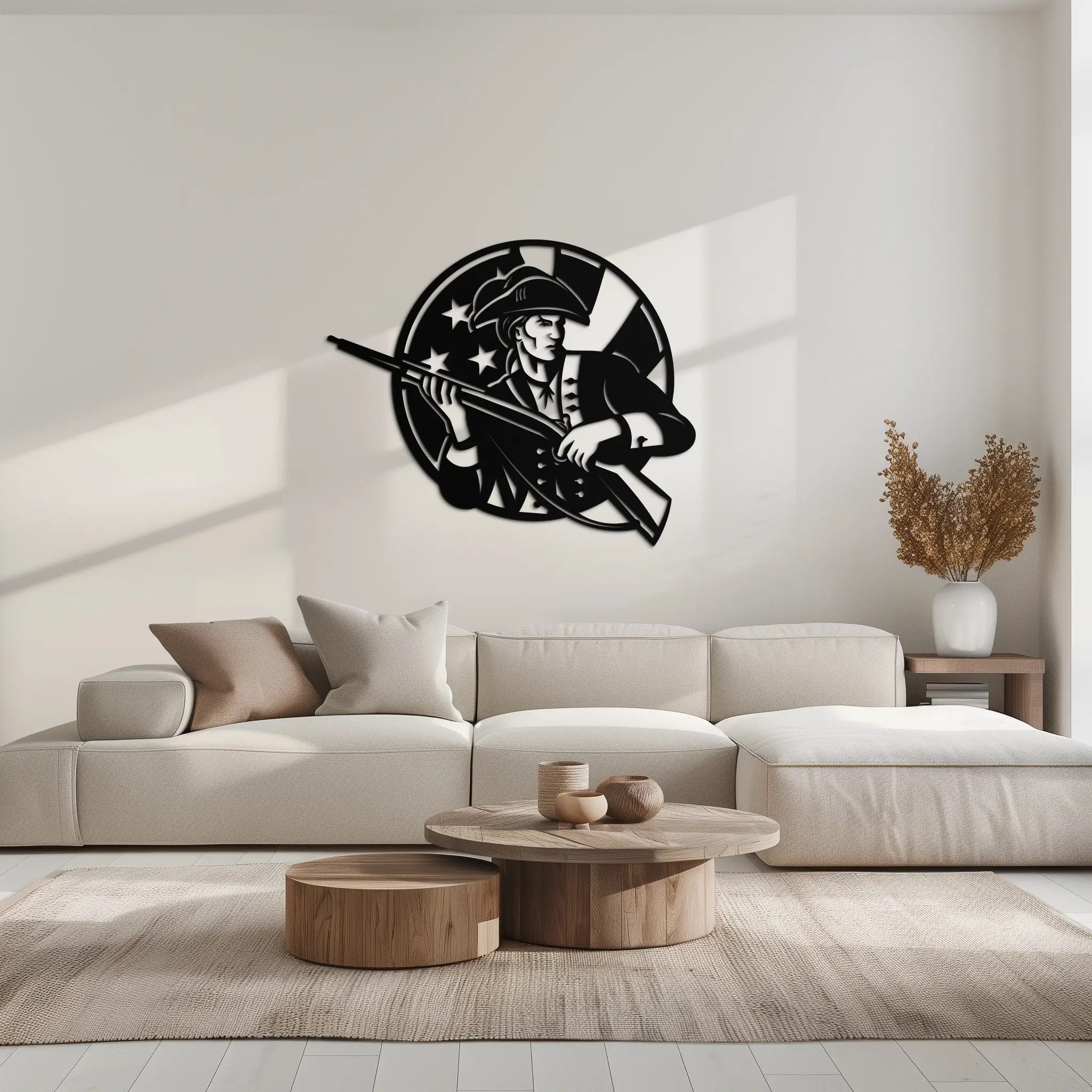 Patriotic Soldier Silhouette Metal Wall Art – Black Steel Military Home Decor- KAF508 by Enova Art