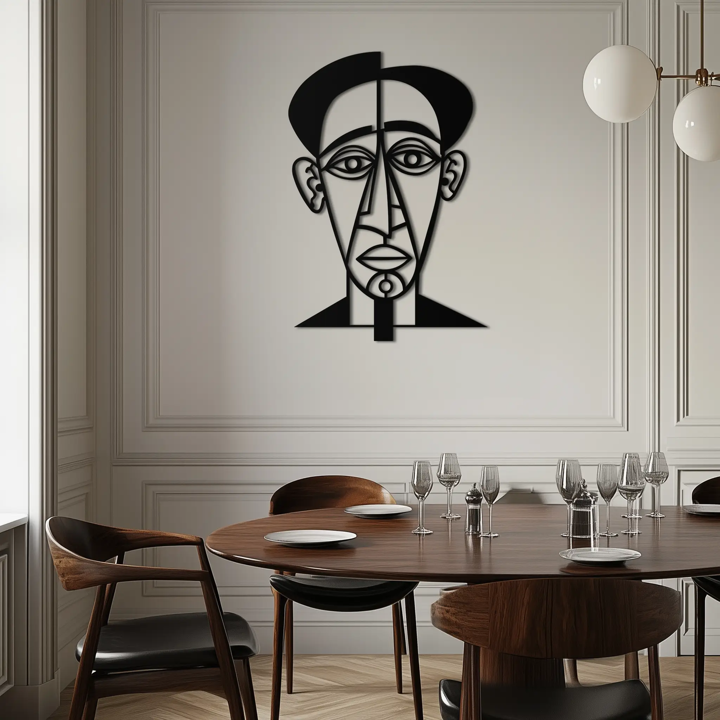 Abstract Face Line Art Metal Wall Decor – Modern Black Minimalist Sculpture- KAF509 by Enova Art