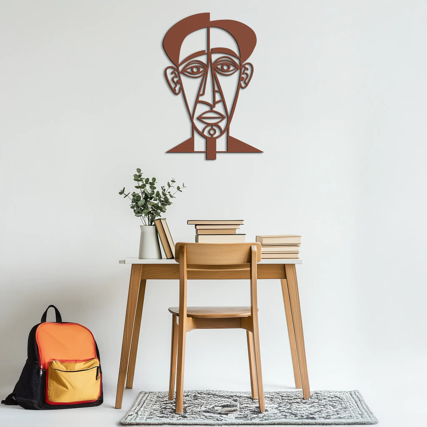 Abstract Face Line Art Metal Wall Decor – Modern Black Minimalist Sculpture- KAF509 by Enova Art