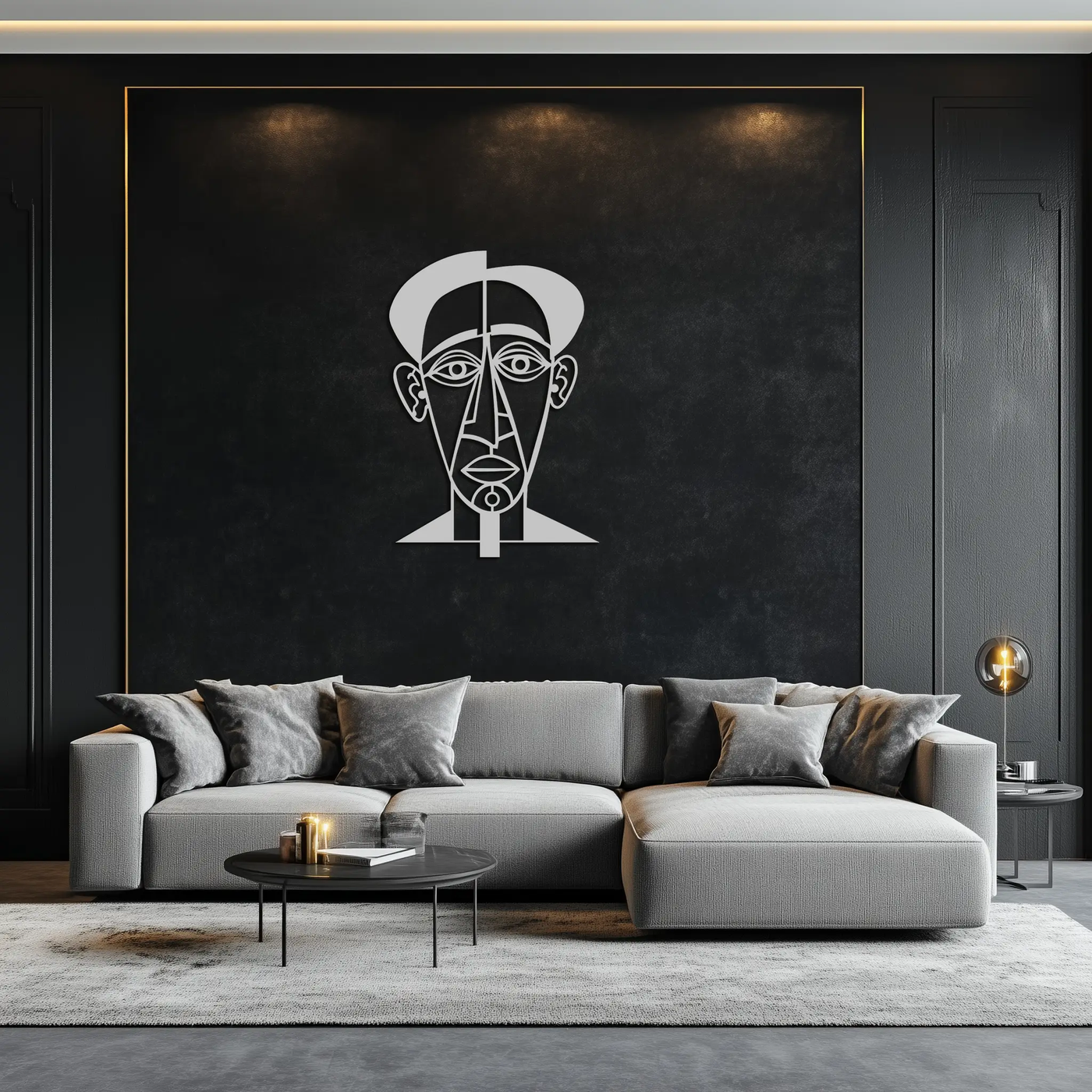 Abstract Face Line Art Metal Wall Decor – Modern Black Minimalist Sculpture- KAF509 by Enova Art