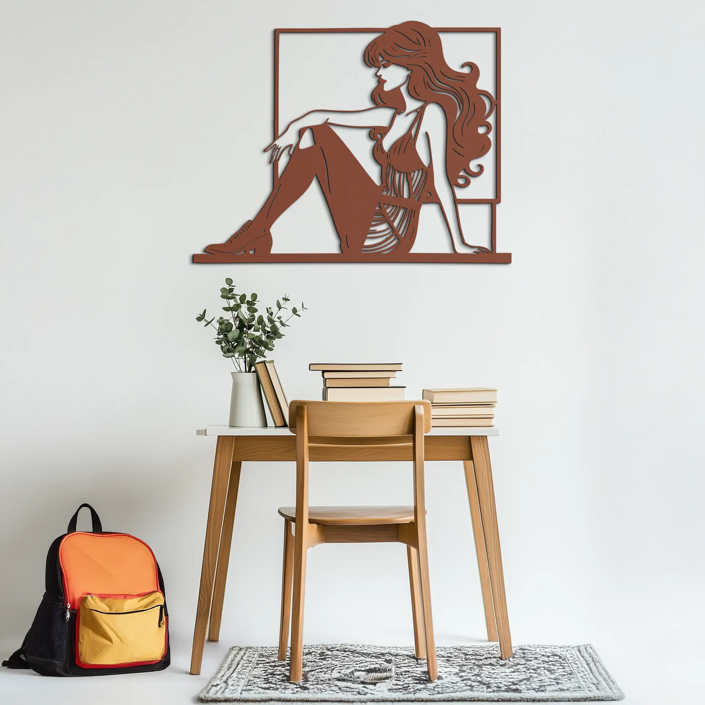Elegant Woman Silhouette Metal Wall Art – Modern Black Feminine Home Decor- KAF511 by Enova Art