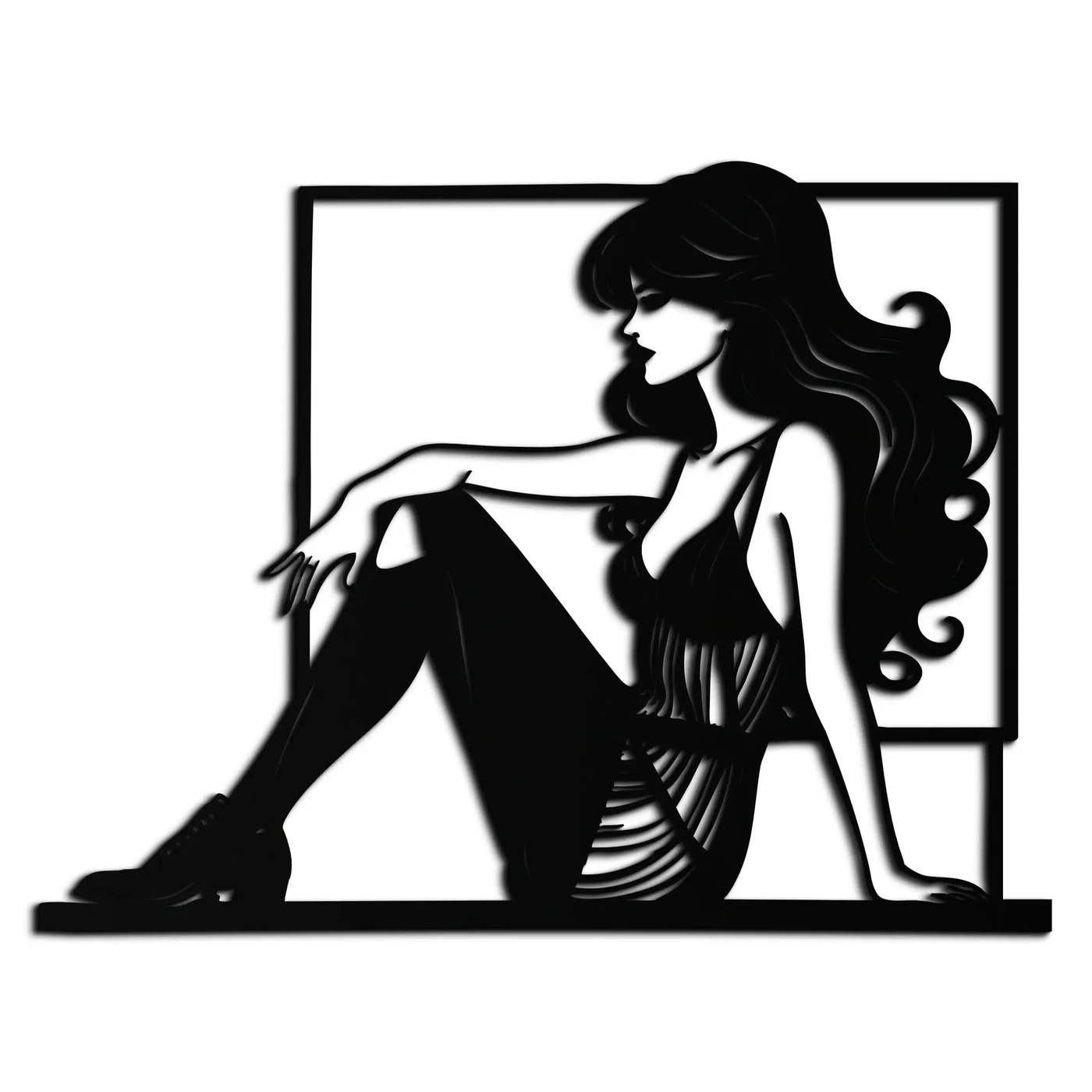 Elegant Woman Silhouette Metal Wall Art – Modern Black Feminine Home Decor- KAF511 by Enova Art