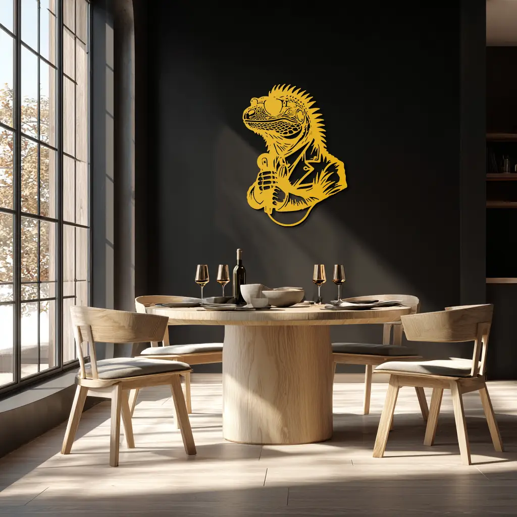 Cool Lizard Metal Wall Art – Unique Reptile Selfie Decor for Home and Office- KAF512 by Enova Art