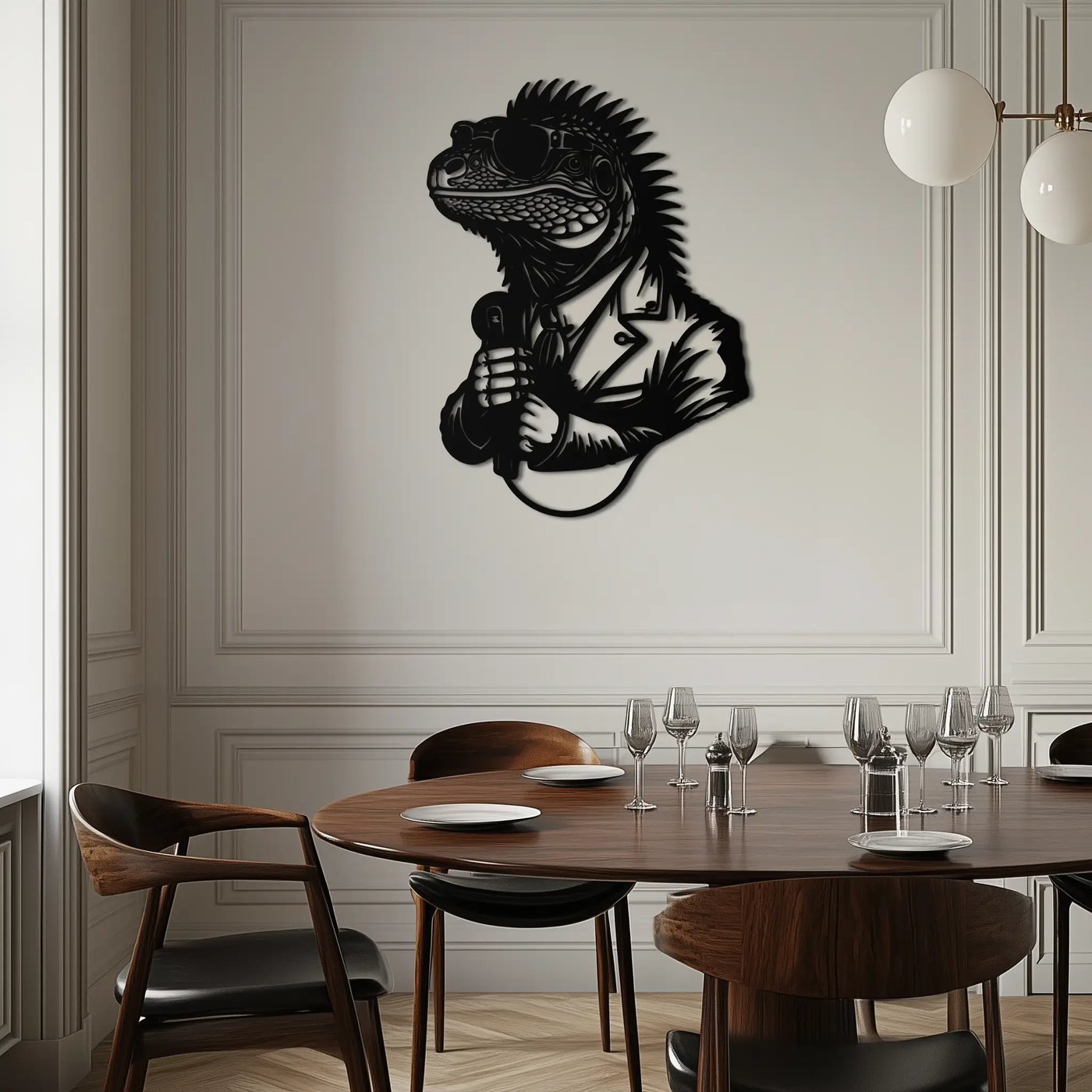 Cool Lizard Metal Wall Art – Unique Reptile Selfie Decor for Home and Office- KAF512 by Enova Art