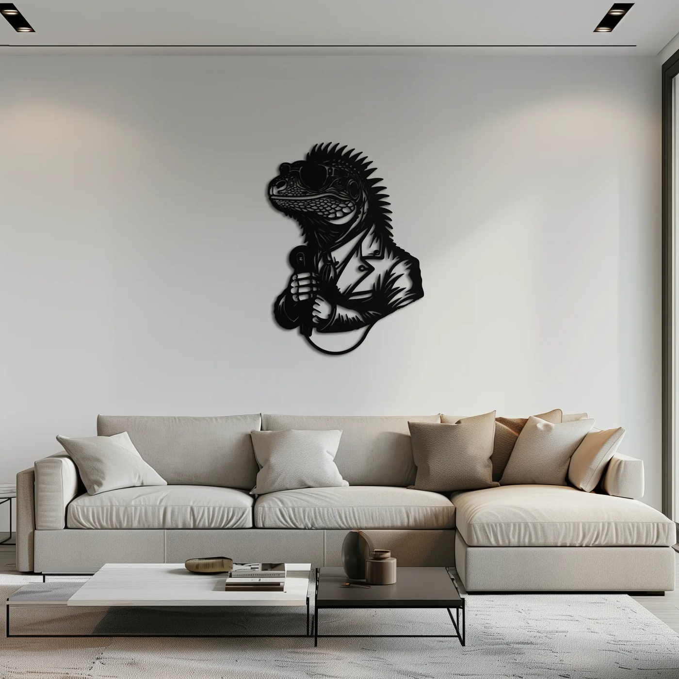 Cool Lizard Metal Wall Art – Unique Reptile Selfie Decor for Home and Office- KAF512 by Enova Art