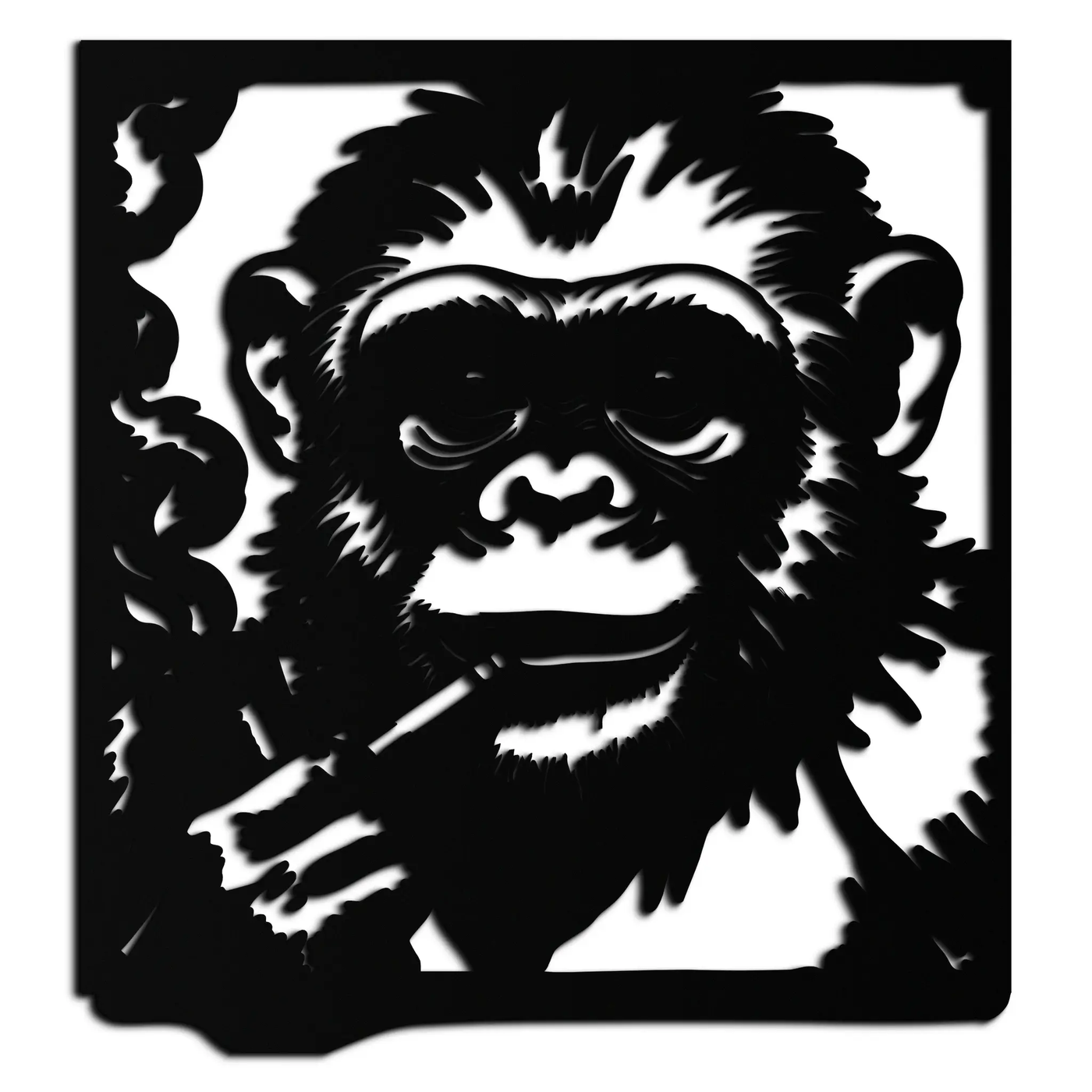 Smoking Chimpanzee Metal Wall Art – Cool Monkey Black Metal Wall Decor for Home- KAF513 by Enova Art