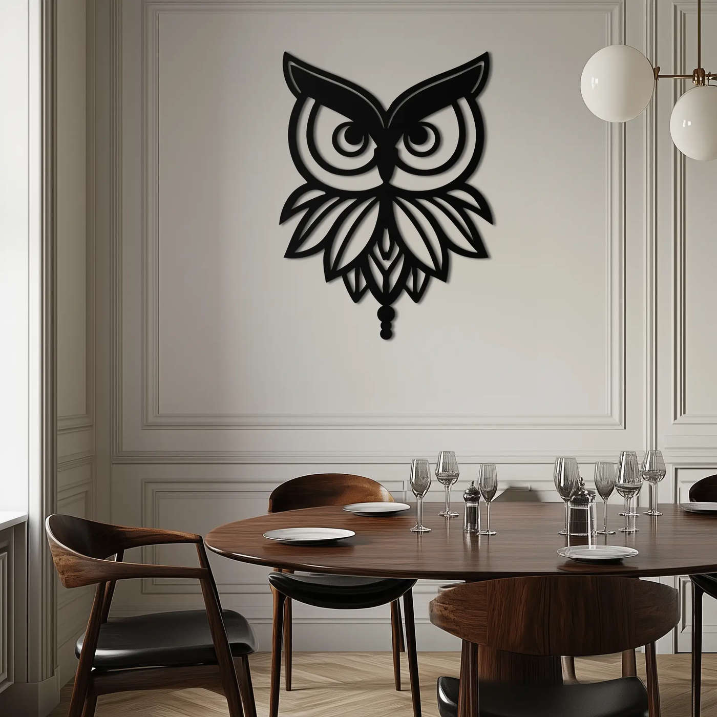 Owl Silhouette Metal Wall Art – Black Steel Bird Wall Decor for Modern Homes- KAF517 by Enova Art