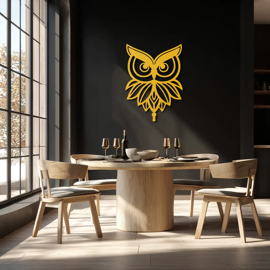 Owl Silhouette Metal Wall Art – Black Steel Bird Wall Decor for Modern Homes- KAF517 by Enova Art