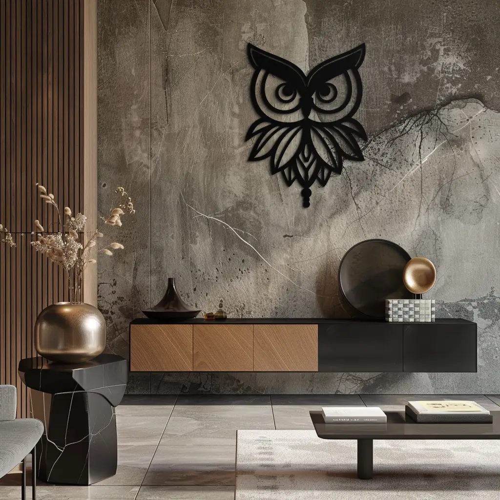 Owl Silhouette Metal Wall Art – Black Steel Bird Wall Decor for Modern Homes- KAF517 by Enova Art