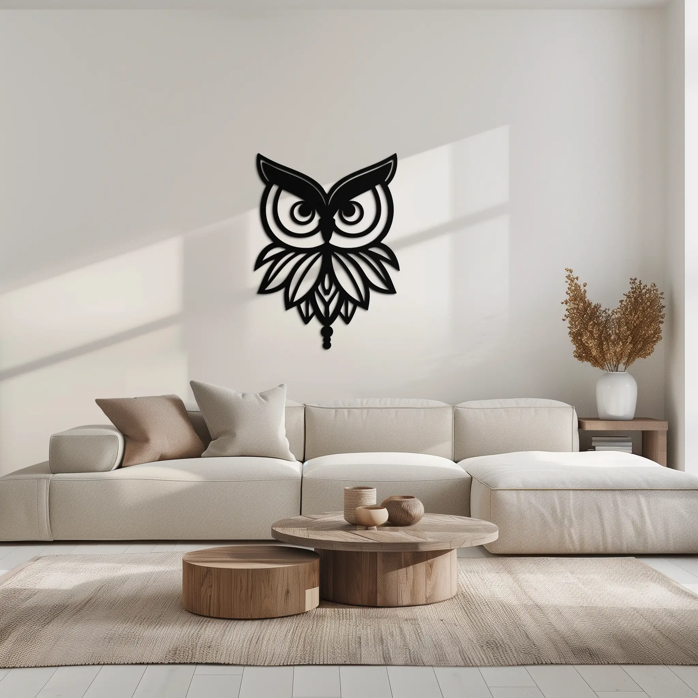 Owl Silhouette Metal Wall Art – Black Steel Bird Wall Decor for Modern Homes- KAF517 by Enova Art