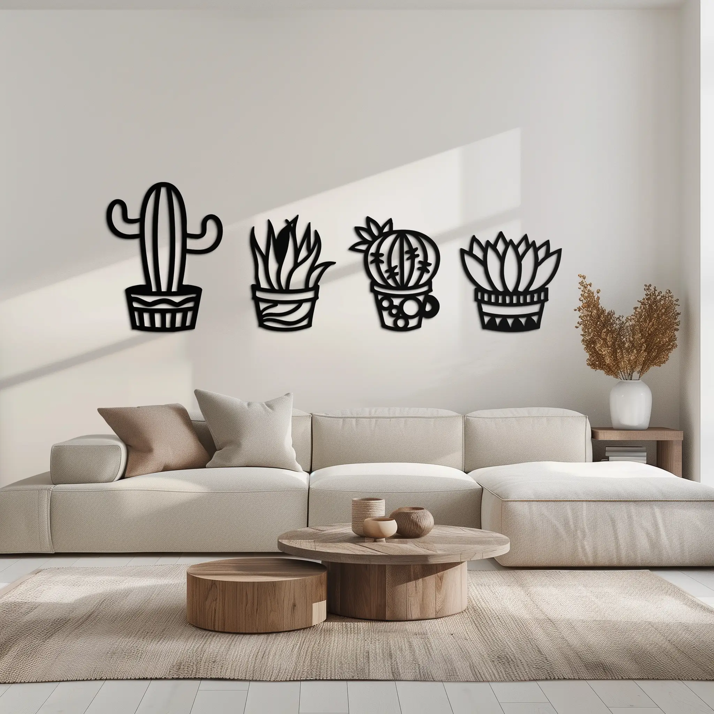 Cactus Silhouette Metal Wall Art – Modern Black Botanical Garden Decor- KAF520 by Enova Art