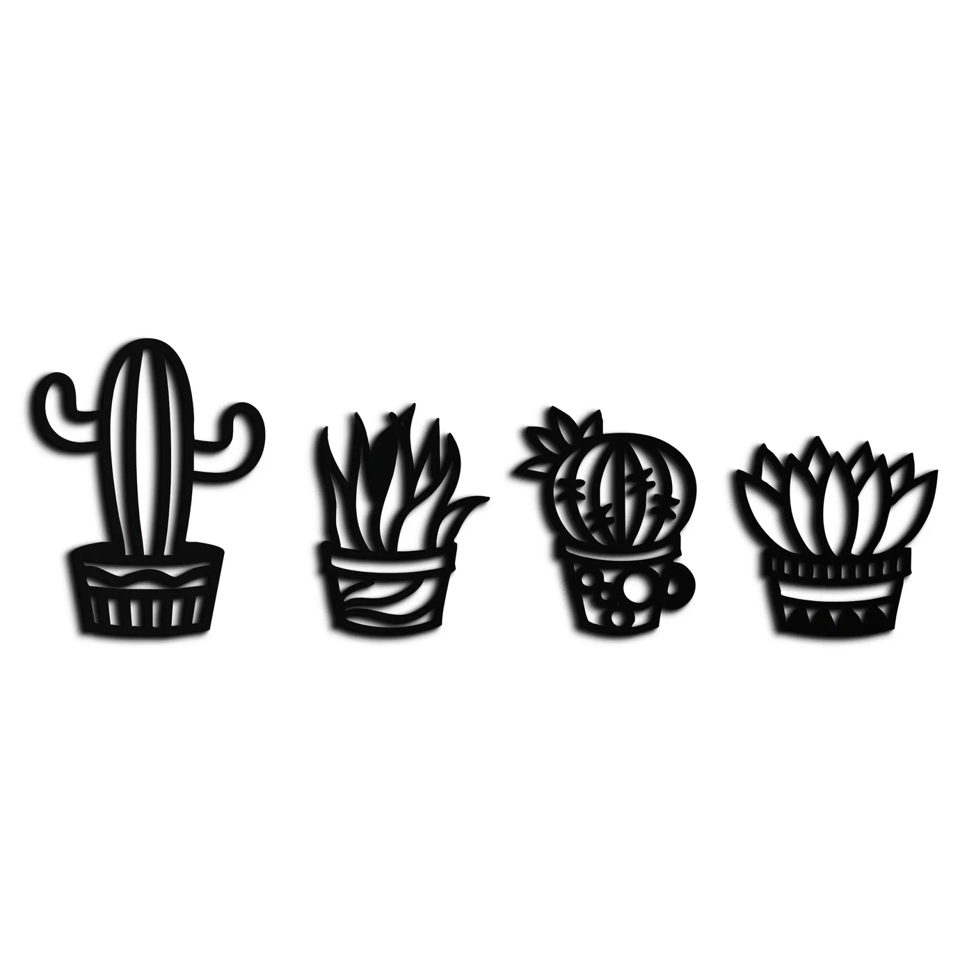 Cactus Silhouette Metal Wall Art – Modern Black Botanical Garden Decor- KAF520 by Enova Art
