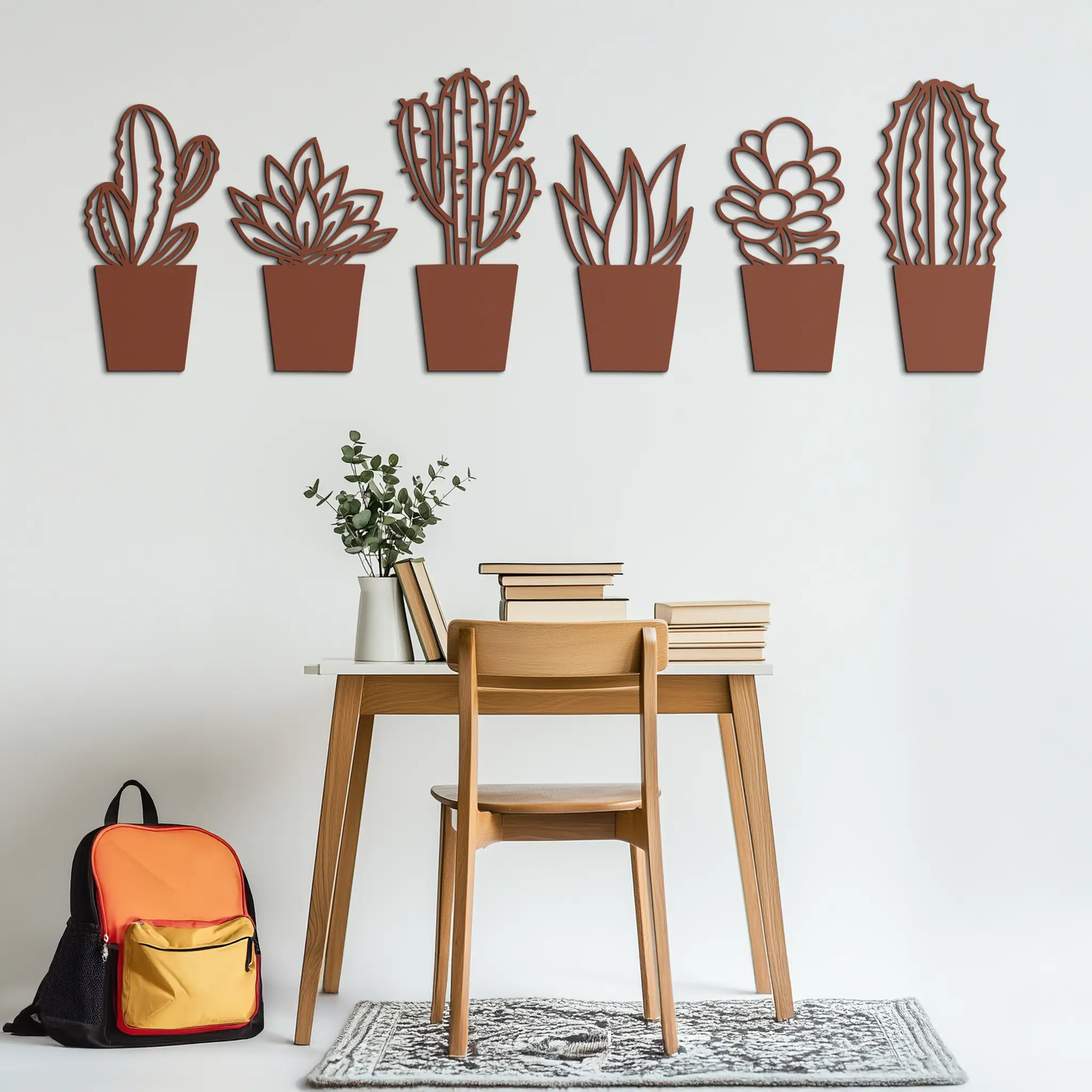 Cactus Succulent Plant Metal Wall Art – Modern Black Botanical Home Decor- KAF521 by Enova Art
