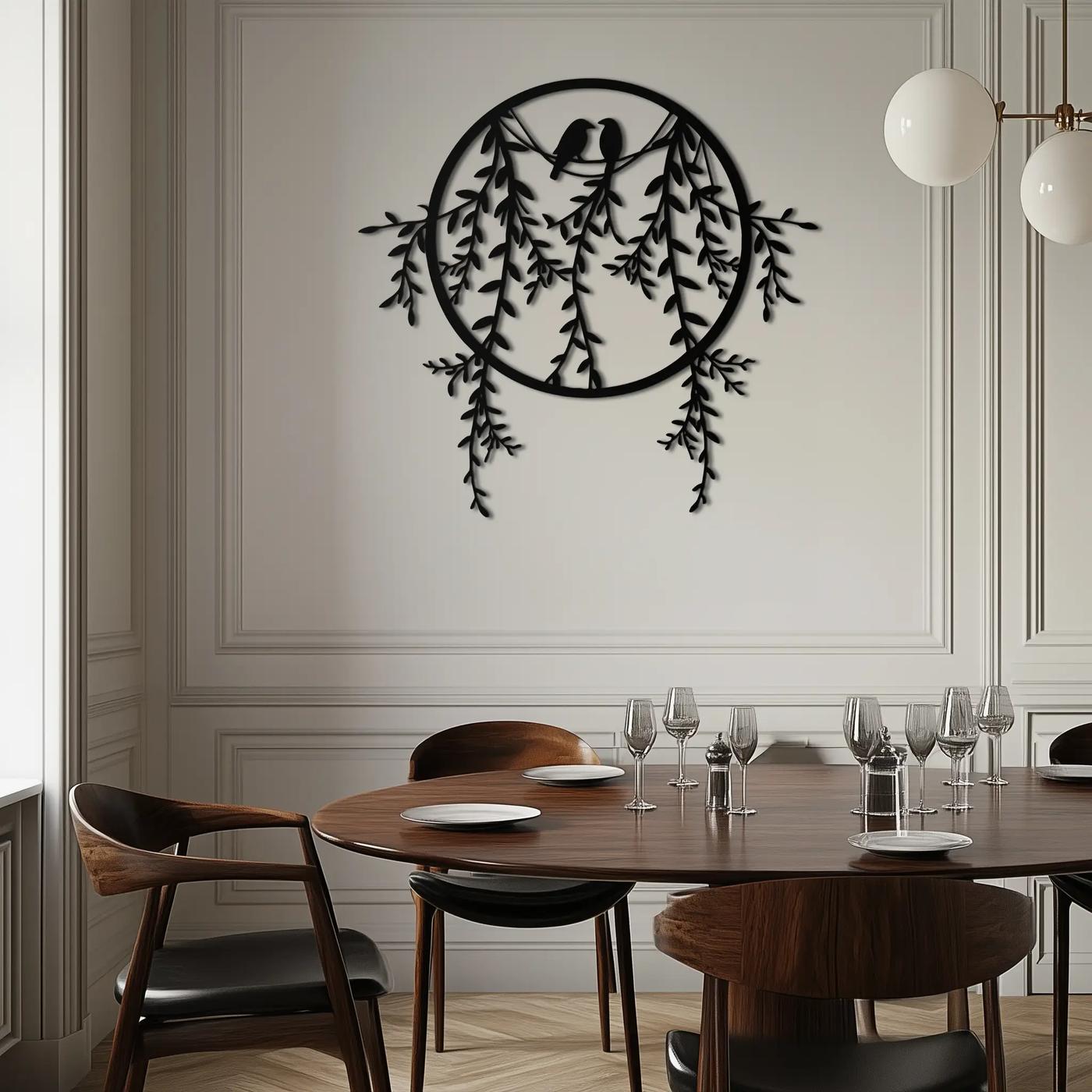 Love Birds Metal Wall Art – Romantic Nature Inspired Black Metal Decor- KAF523 by Enova Art