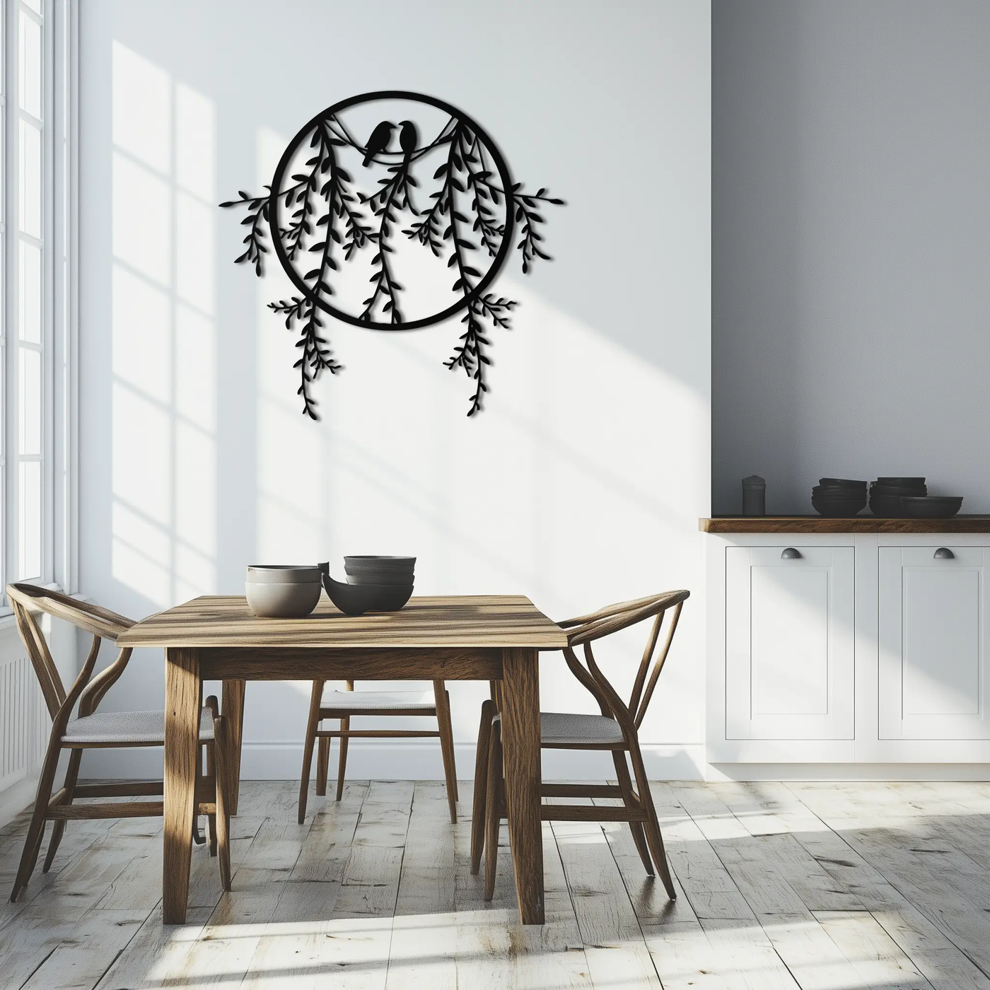 Love Birds Metal Wall Art – Romantic Nature Inspired Black Metal Decor- KAF523 by Enova Art