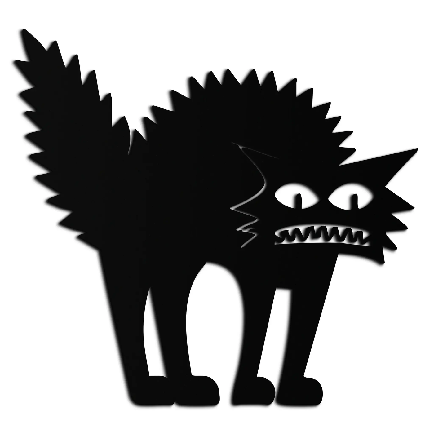 Scared Cat Silhouette Metal Wall Art – Modern Black Cat Halloween Home Decor- KAF524 by Enova Art