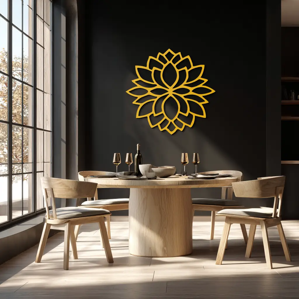 Lotus Flower Silhouette Metal Wall Art – Elegant Black Zen Decor for Home or Office- KAF525 by Enova Art