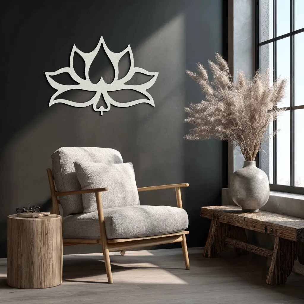 Lotus Flower Metal Wall Art – Modern Black Floral Wall Decor- KAF527 by Enova Art