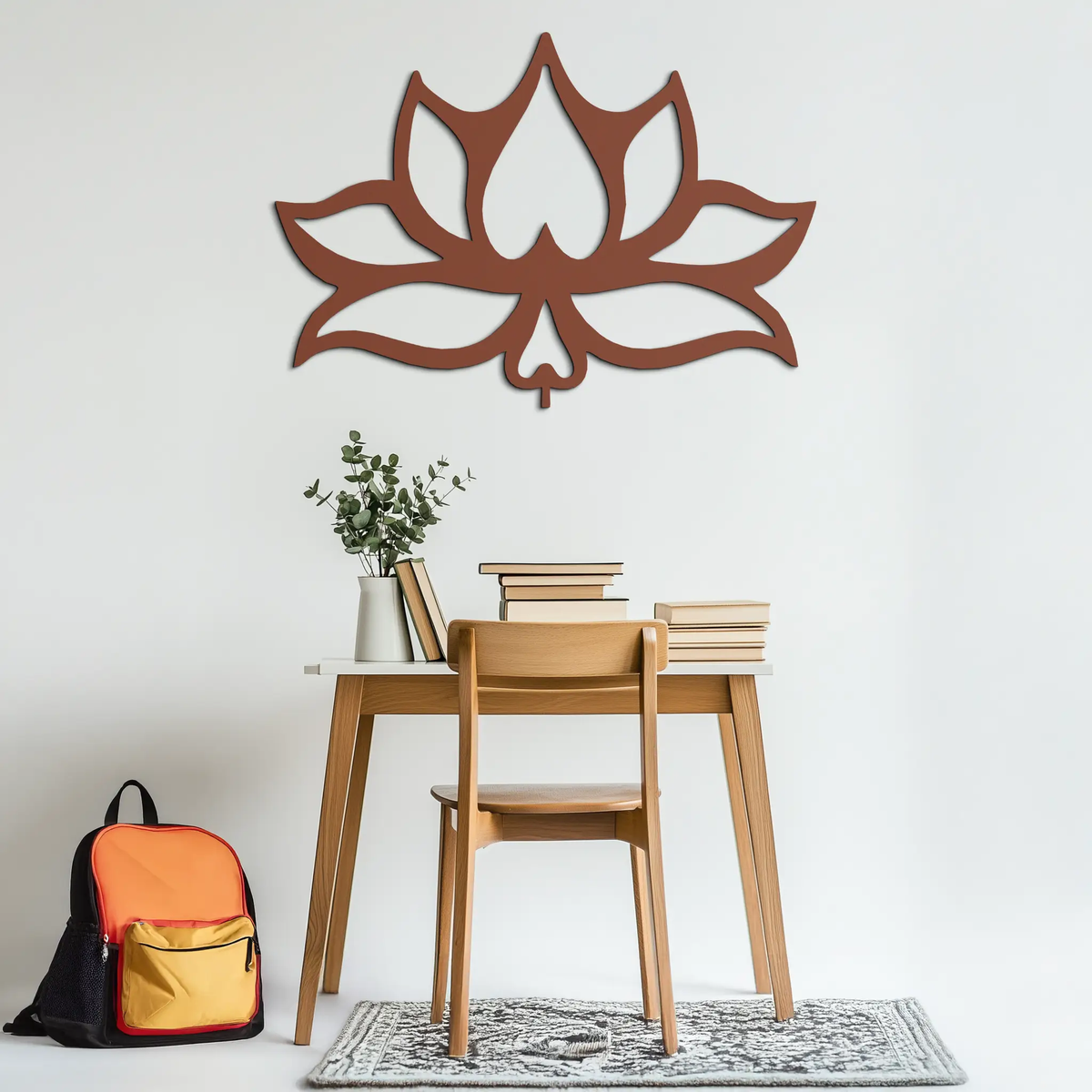 Lotus Flower Metal Wall Art – Modern Black Floral Wall Decor- KAF527 by Enova Art