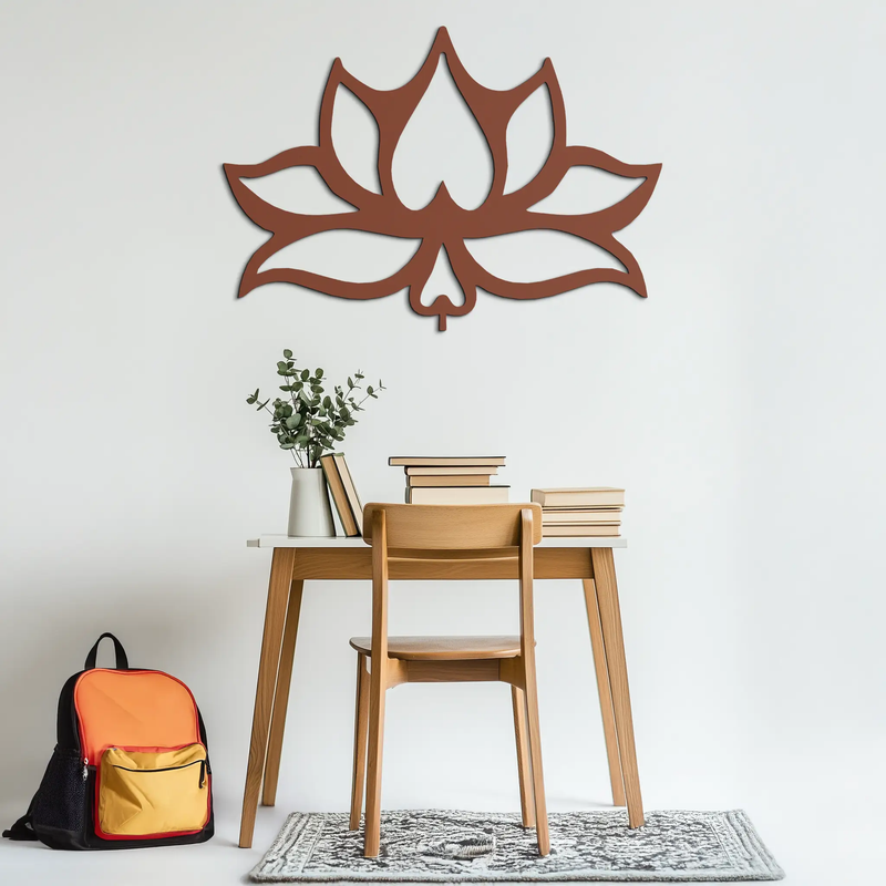Lotus Flower Metal Wall Art – Modern Black Floral Wall Decor- KAF527 by Enova Art