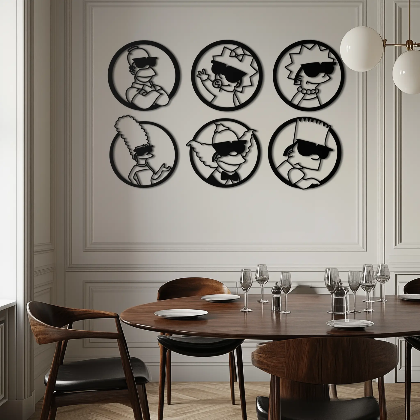 Cartoon Family Silhouette Metal Wall Art – Fun Black Modern Home Decor- KAF528 by Enova Art