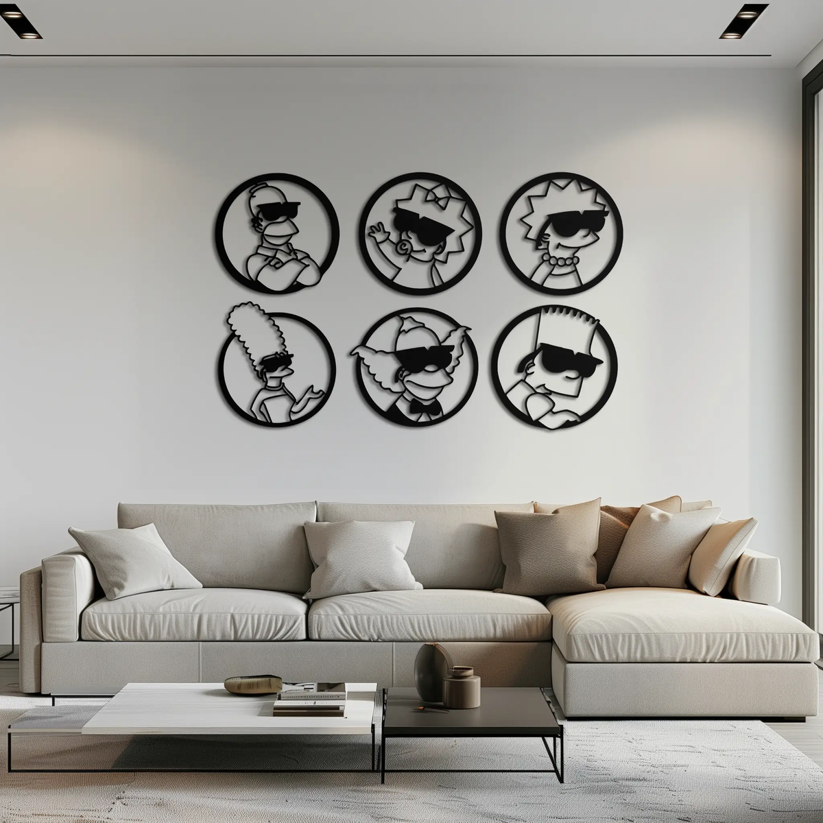 Cartoon Family Silhouette Metal Wall Art – Fun Black Modern Home Decor- KAF528 by Enova Art