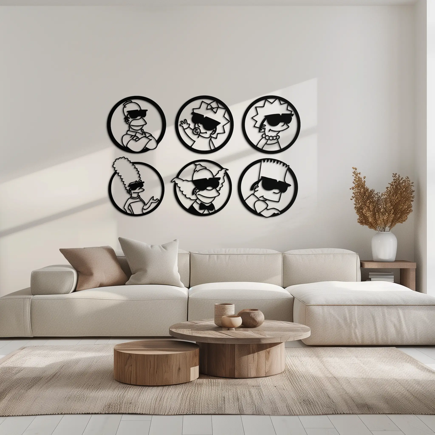 Cartoon Family Silhouette Metal Wall Art – Fun Black Modern Home Decor- KAF528 by Enova Art