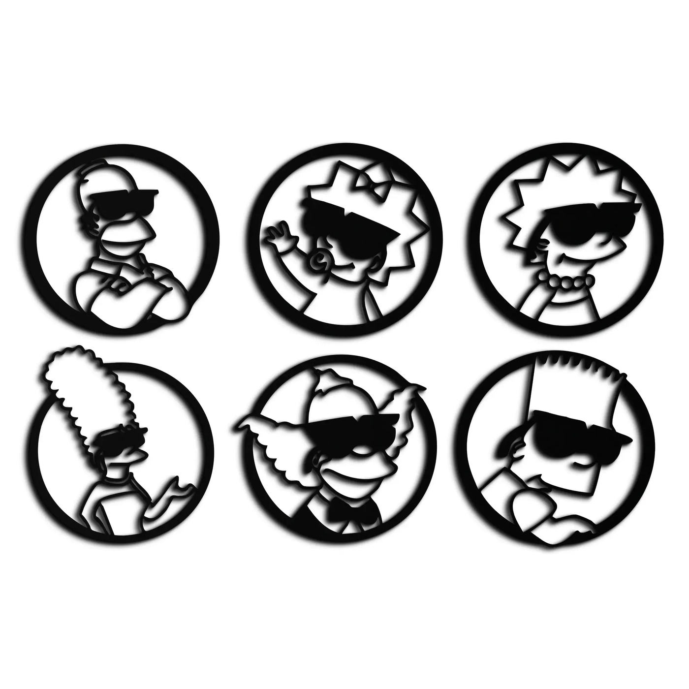 Cartoon Family Silhouette Metal Wall Art – Fun Black Modern Home Decor- KAF528 by Enova Art