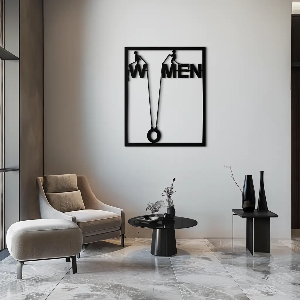 Minimalist "Women" Typography Metal Wall Art – Modern Black Statement Piece- KAF529 by Enova Art