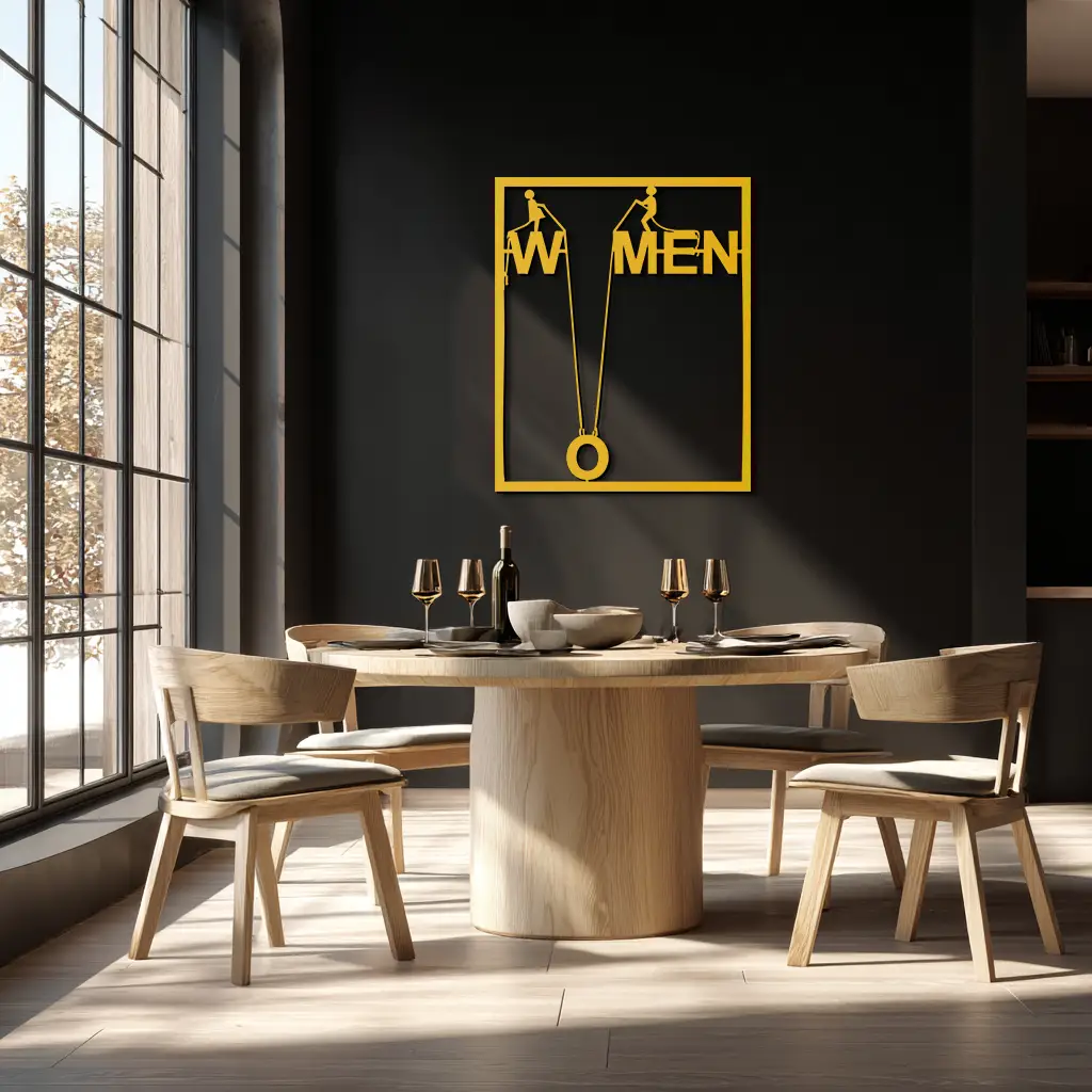 Minimalist "Women" Typography Metal Wall Art – Modern Black Statement Piece- KAF529 by Enova Art