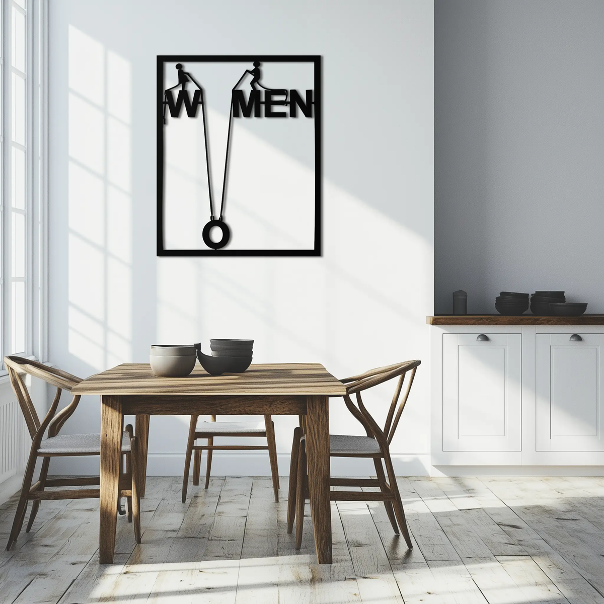 Minimalist "Women" Typography Metal Wall Art – Modern Black Statement Piece- KAF529 by Enova Art