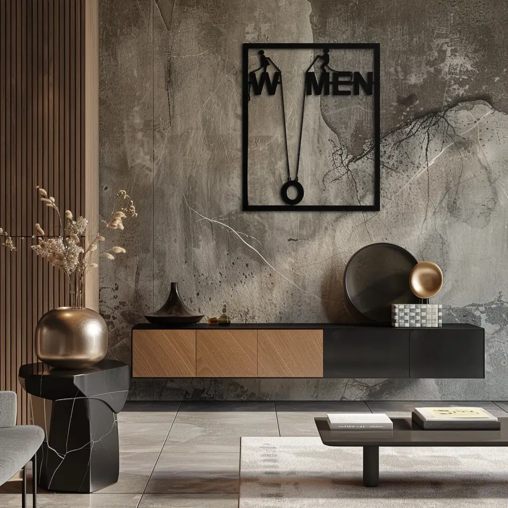 Minimalist "Women" Typography Metal Wall Art – Modern Black Statement Piece- KAF529 by Enova Art