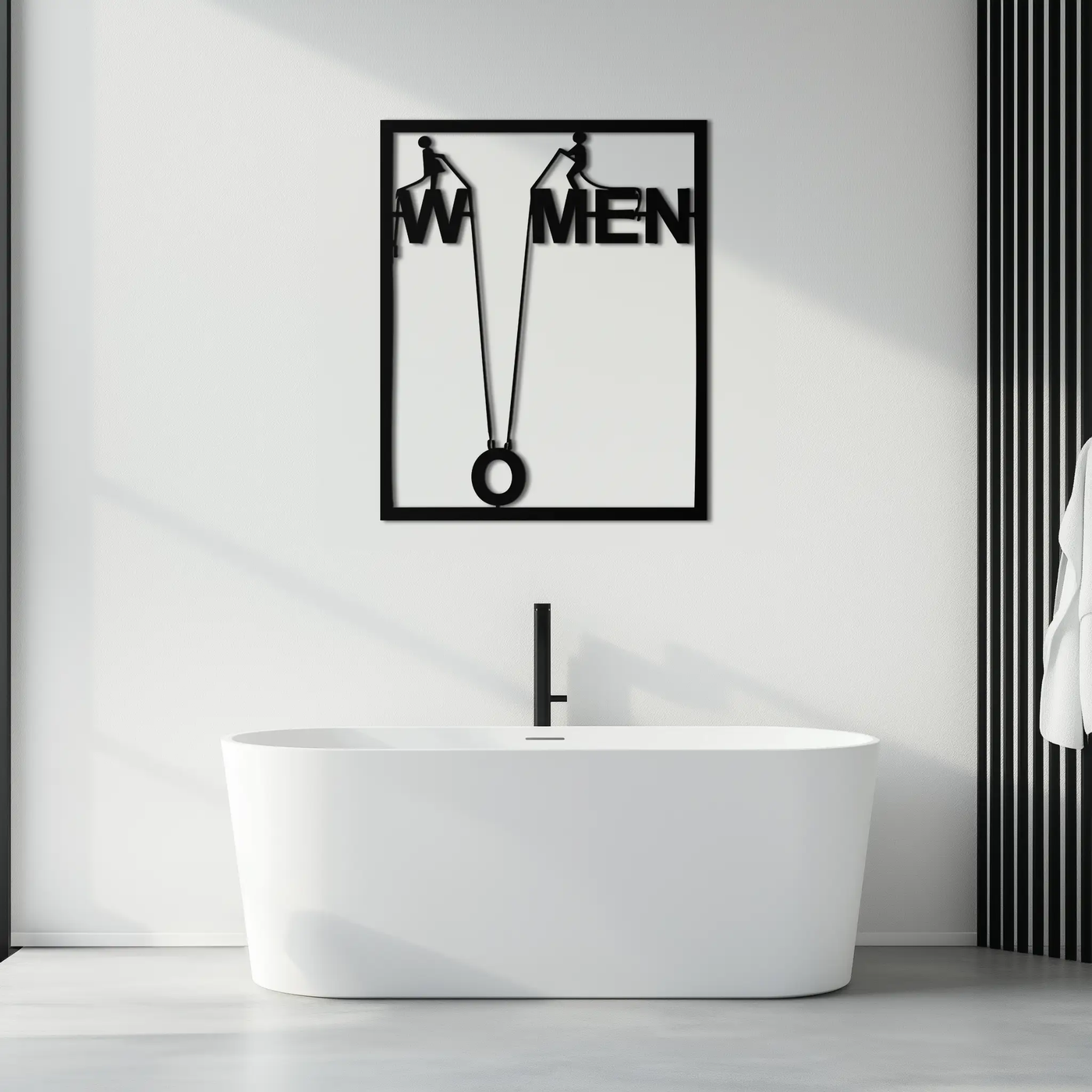 Minimalist "Women" Typography Metal Wall Art – Modern Black Statement Piece- KAF529 by Enova Art