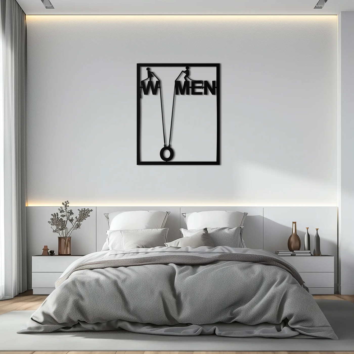 Minimalist "Women" Typography Metal Wall Art – Modern Black Statement Piece- KAF529 by Enova Art