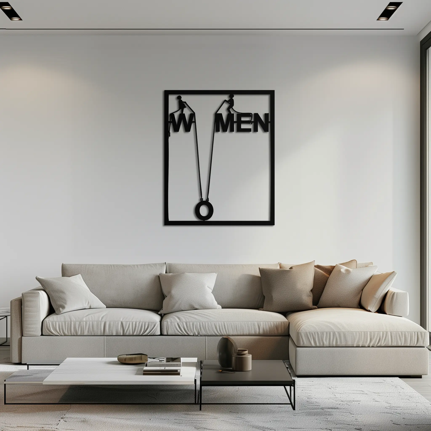 Minimalist "Women" Typography Metal Wall Art – Modern Black Statement Piece- KAF529 by Enova Art