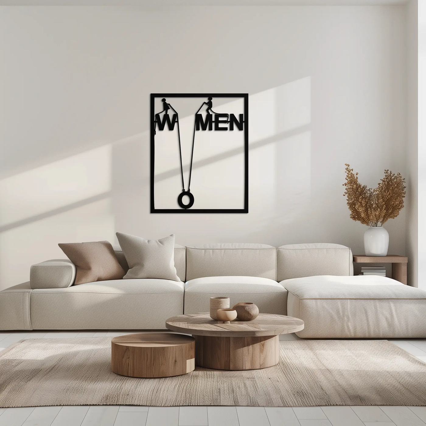 Minimalist "Women" Typography Metal Wall Art – Modern Black Statement Piece- KAF529 by Enova Art