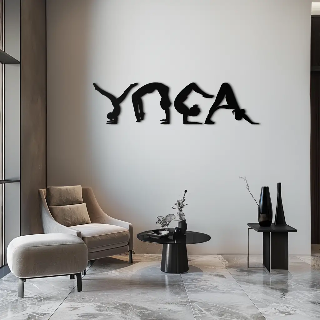 Yoga Pose Silhouette Metal Wall Art – Modern Fitness Home Decor- KAF530 by Enova Art