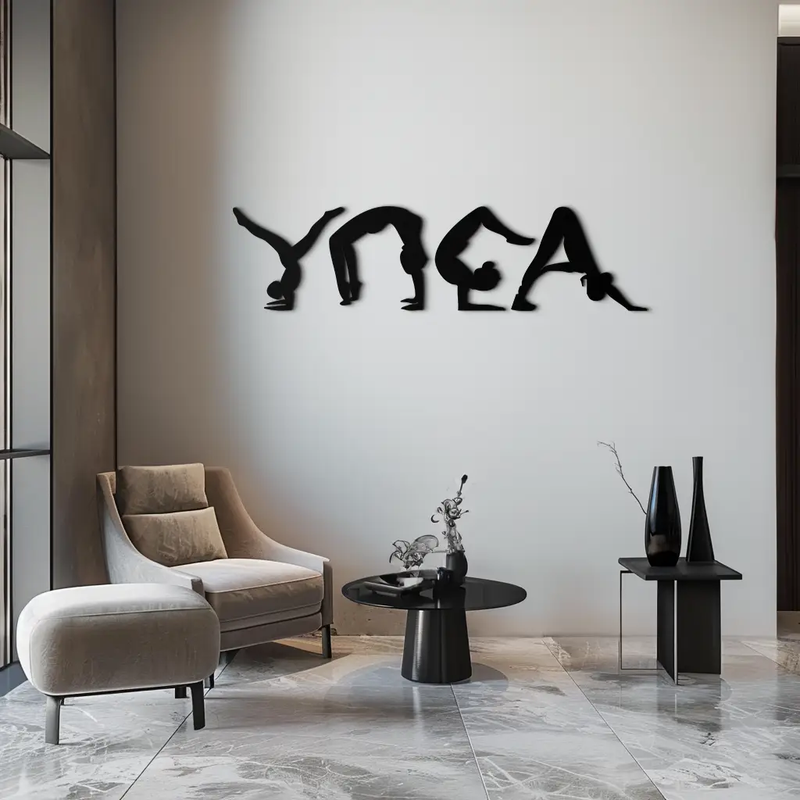 Yoga Pose Silhouette Metal Wall Art – Modern Fitness Home Decor- KAF530 by Enova Art