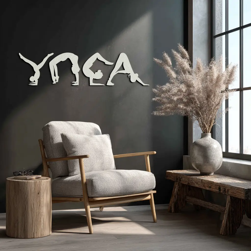 Yoga Pose Silhouette Metal Wall Art – Modern Fitness Home Decor- KAF530 by Enova Art