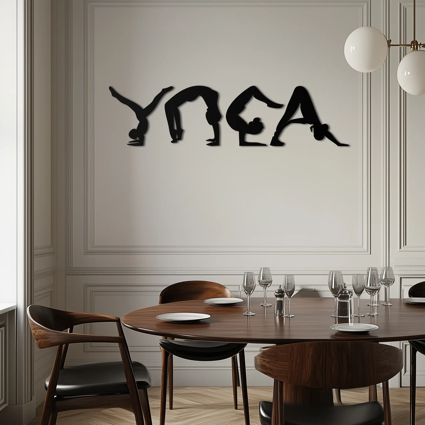 Yoga Pose Silhouette Metal Wall Art – Modern Fitness Home Decor- KAF530 by Enova Art