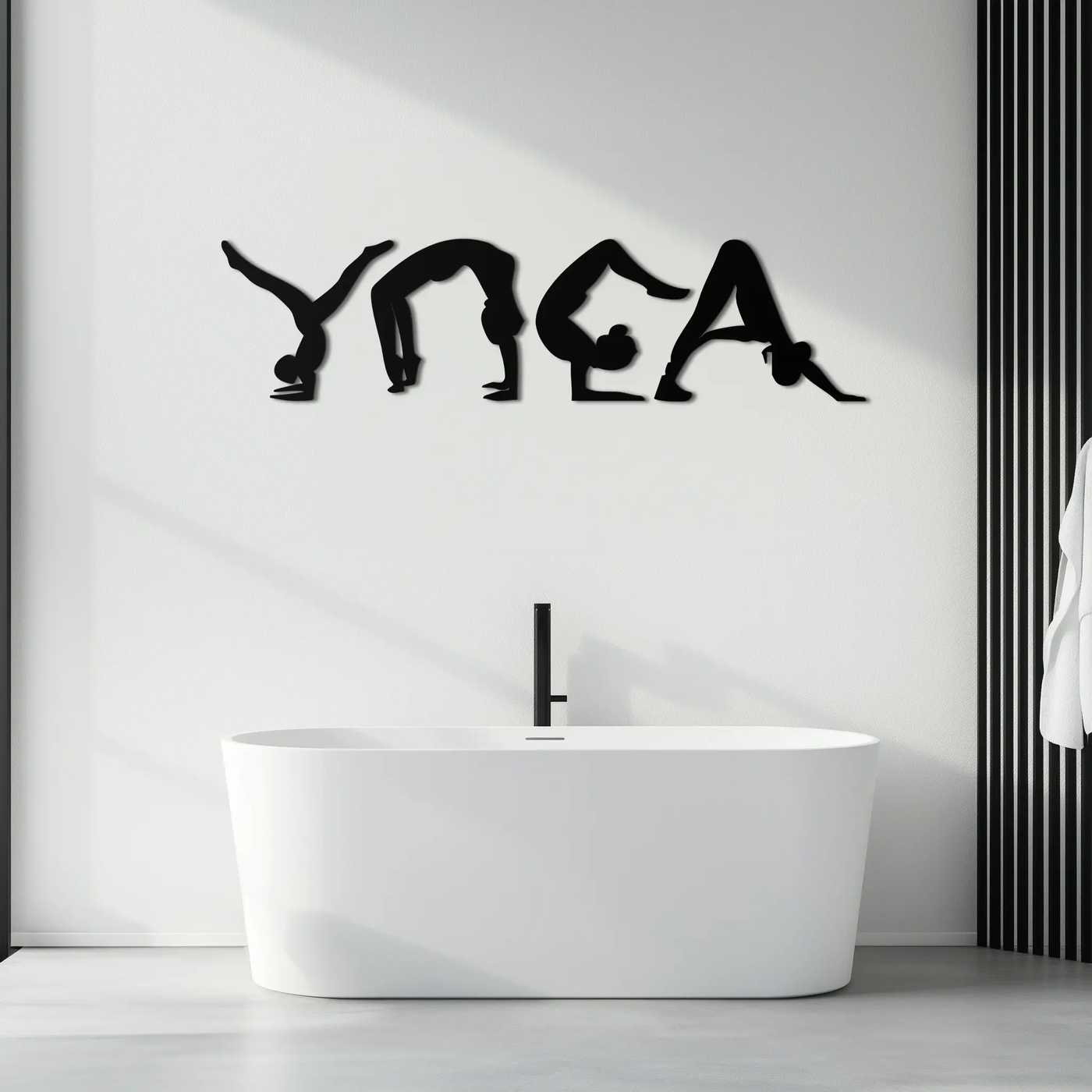 Yoga Pose Silhouette Metal Wall Art – Modern Fitness Home Decor- KAF530 by Enova Art