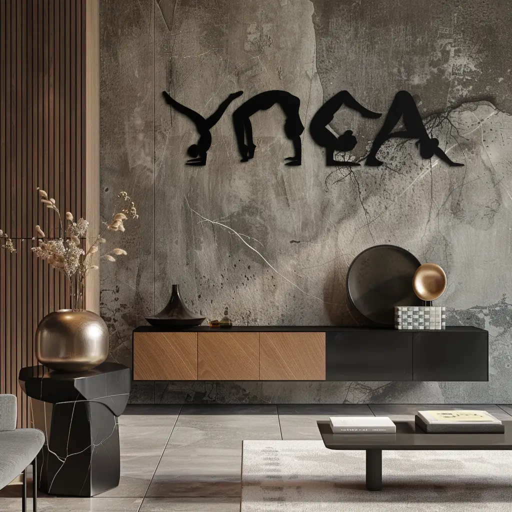 Yoga Pose Silhouette Metal Wall Art – Modern Fitness Home Decor- KAF530 by Enova Art