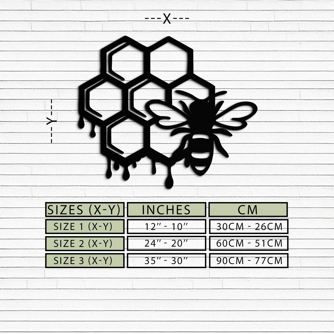Honeybee and Honeycomb Silhouette Metal Wall Art – Modern Bee Home Decor- KAF543 by Enova Art