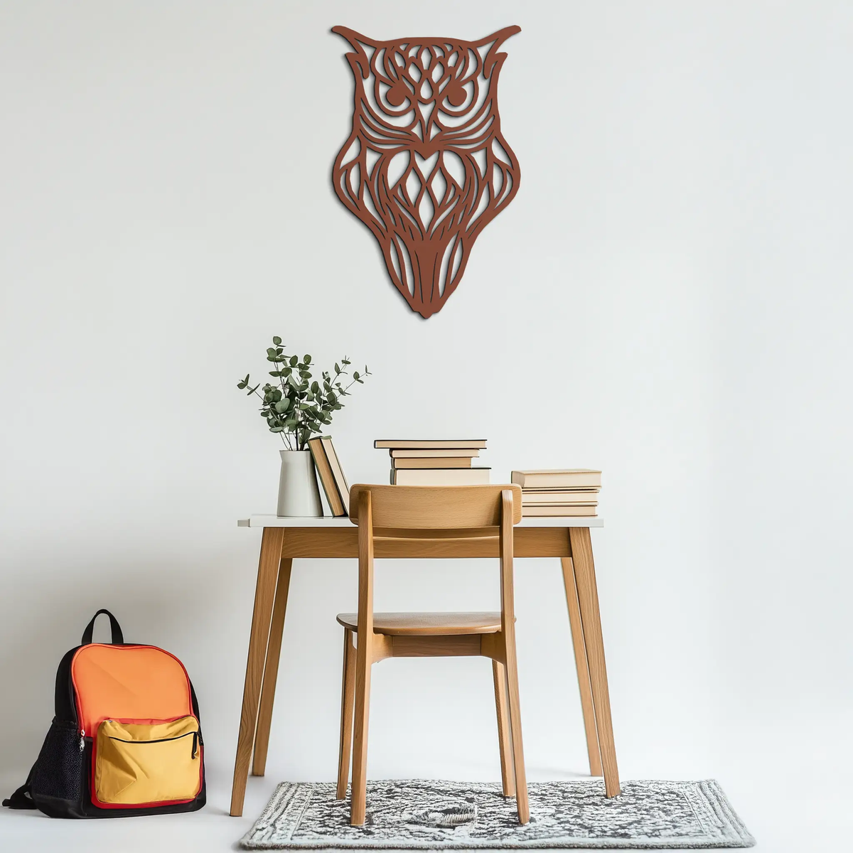 Artistic Owl Silhouette Metal Wall Art – Intricate Black Animal Decor- KAF546 by Enova Art