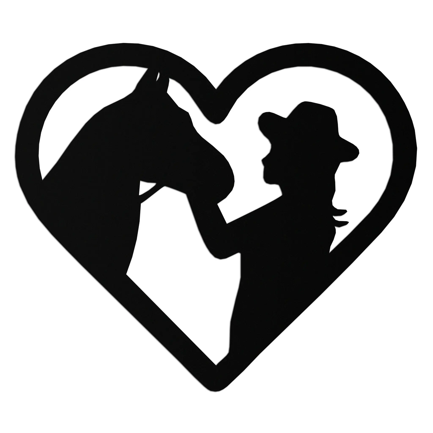 Girl and Horse Silhouette Heart Metal Wall Art – Farmhouse Horse Lover Gift- KAF548 by Enova Art