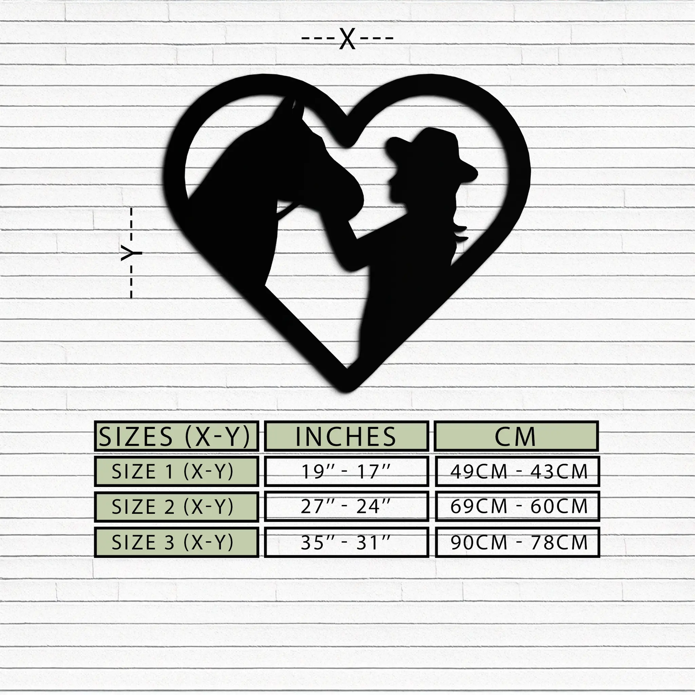 Girl and Horse Silhouette Heart Metal Wall Art – Farmhouse Horse Lover Gift- KAF548 by Enova Art