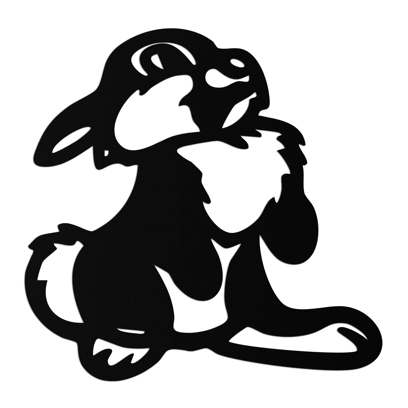 Cute Cartoon Bunny Metal Wall Art – Adorable Black Nursery Decor for Kids Room- KAF550 by Enova Art